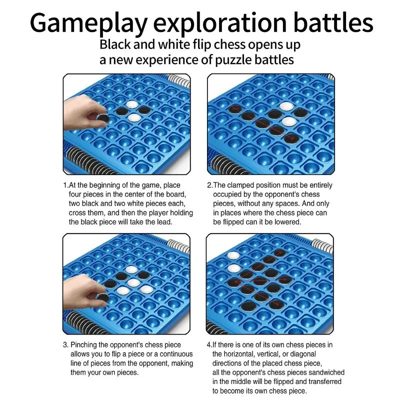 Dual-Side Flip Board Strategy Game for 2 Players Logic Training Educational Brain Teaser Toy