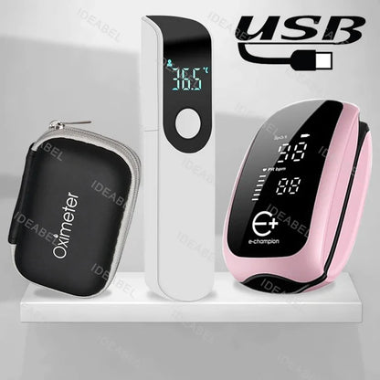 Rechargeable Medical Oximeter Strap Lanyard Fingertip Pulse Oximeter Blood Oxygen Saturation Monitor Digital LED Display Child
