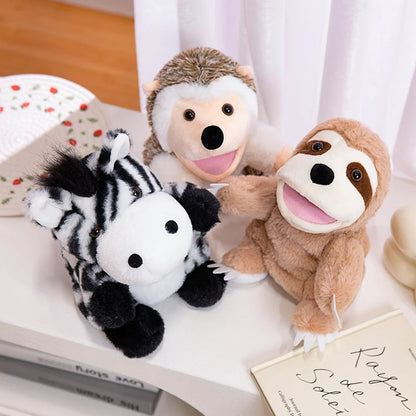 Cartoon Animal Hand Puppet Parent-child Game Doll Husky Fox Bear Dog Pig Tiger Lion  Appease Toys Birthday Gifts For Children ﻿