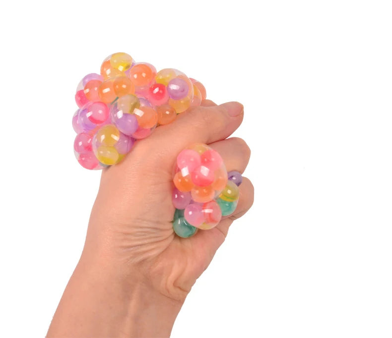 The Rainbow Bead Pressure Reducing Ball Squishy Fidget Toys Funny Stress Reliever Reduce Pressure Prop for Childrens and Adults