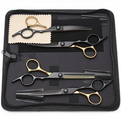 6 Inch Professional Dual Use Scissors for Hair Cutting and Pet Grooming Straight Curved Thinning Comb Stainless Steel Salon