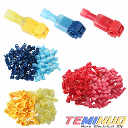 T Tap Wire Connectors, 60/50/40pcs Self-Stripping with Nylon Fully Insulated Male Quick Disconnect splice T Type Electrical Wire