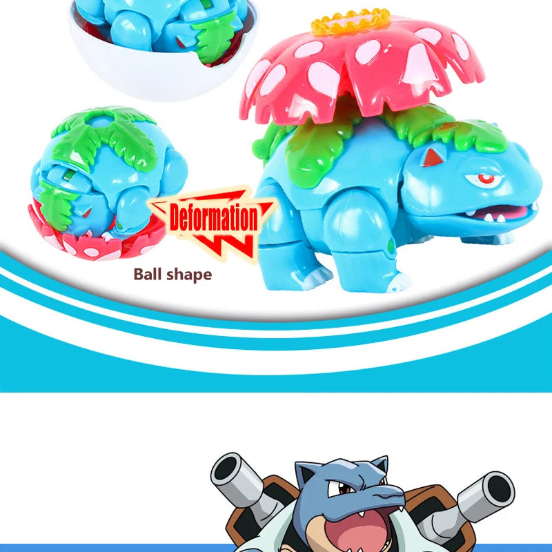 High Quality Pokemon Ball Deformation Toy Pikachu Mewtwo Gyarados Pocket Monster Pokeball Pokemon Action Figure Children Toy Gif