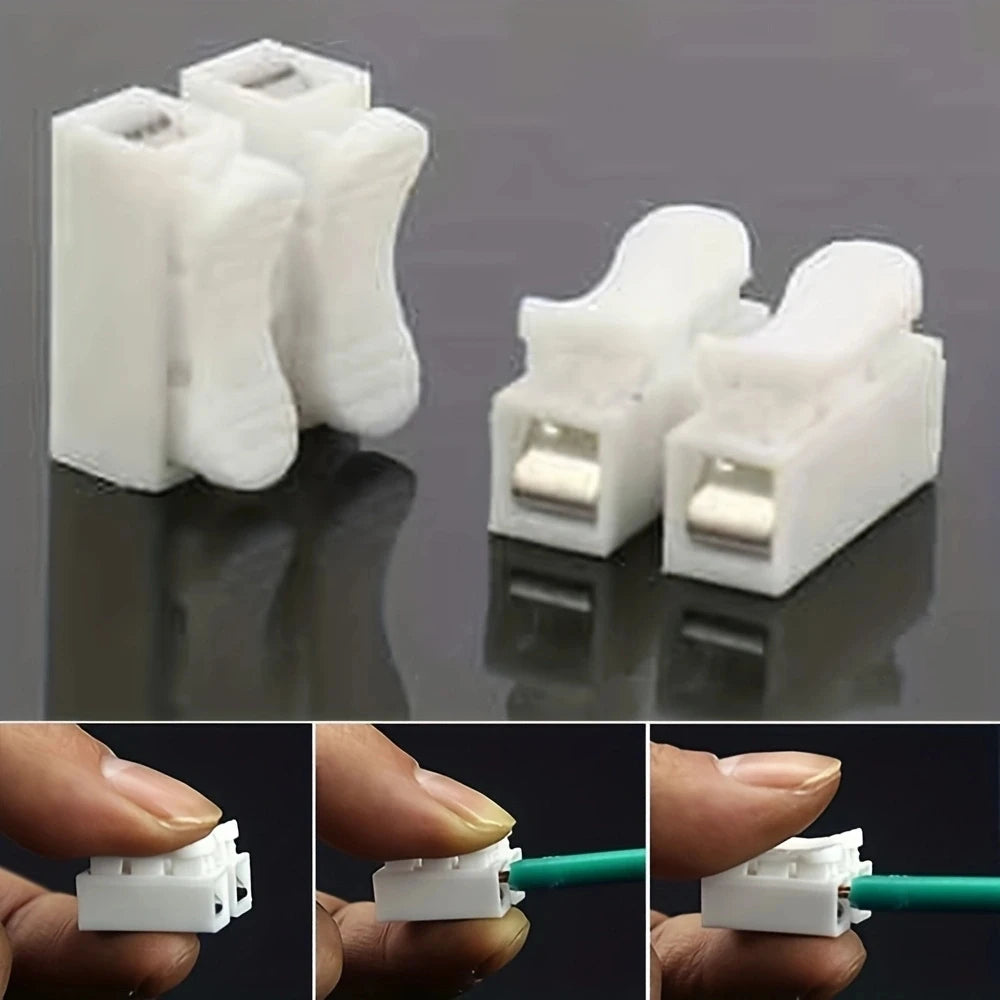 20pcs No Solding Welding Quick 2P Cable Wire Connector No Screw Terminal  Block Spring Clamp