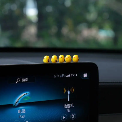 5Pcs Cute Mini Ducks Car Interior Decoration Auto Rearview Mirror Dashboard Ornaments For Woman Man Gift Car Accessories