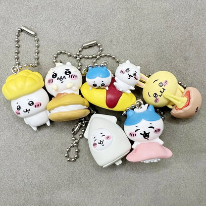 Chikawas Six Cute Pvc Dolls Keychain Bag Zipper Decorative Pendant Figure Cartoon Usagi うさぎ Hachiware ハチワレ ちいかわ Gift Collection