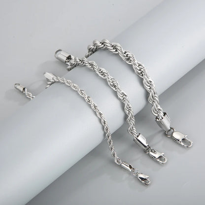 4/6/8mm Stainless Steel Bracelets For Men Women Gold Color Twisted Rope Link Chain Bracelets On the Hand Jewelry Gifts