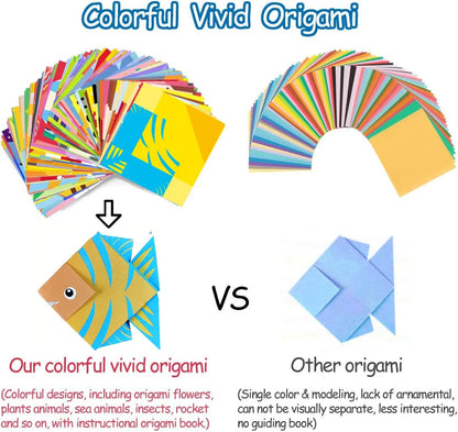 Origami Kit with 30/96 Sheets Paper & Guide Book, DIY Craft Art for Beginners kids，Multiple difficulty level challenges