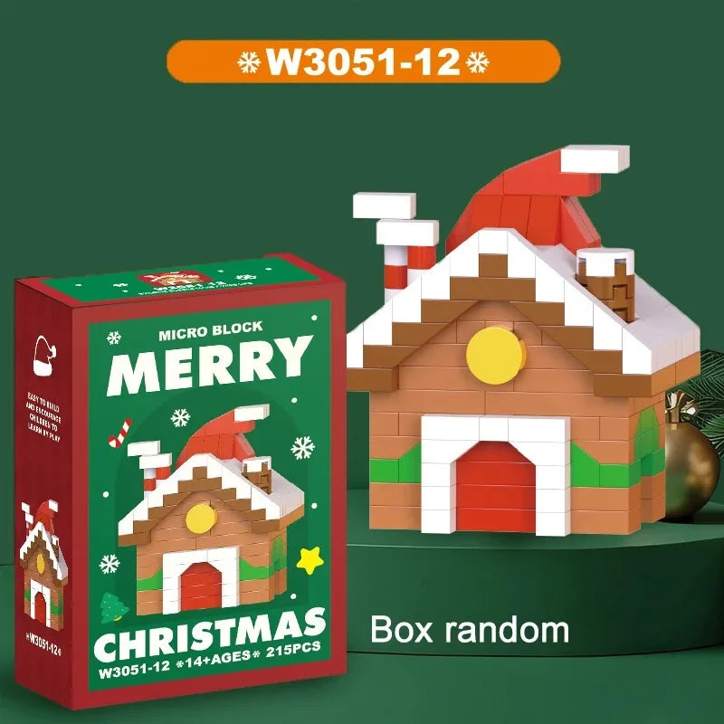 Christmas Gifts Micro Building Block Series Santa Claus Reindeer Puzzle Assembling Bricks Table Decoration Toys Kids