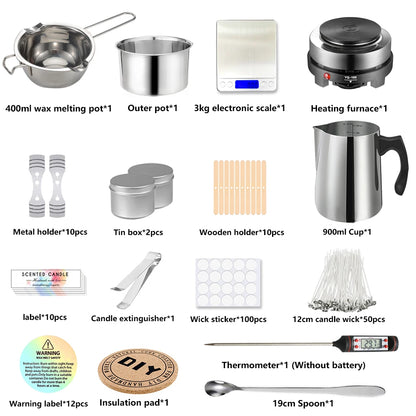 1 Set Candle Making Kit Pouring Pot Candle Making Supplies Tools Kit Diy Handmade Wax Candles with Wax Melting Hot Plate