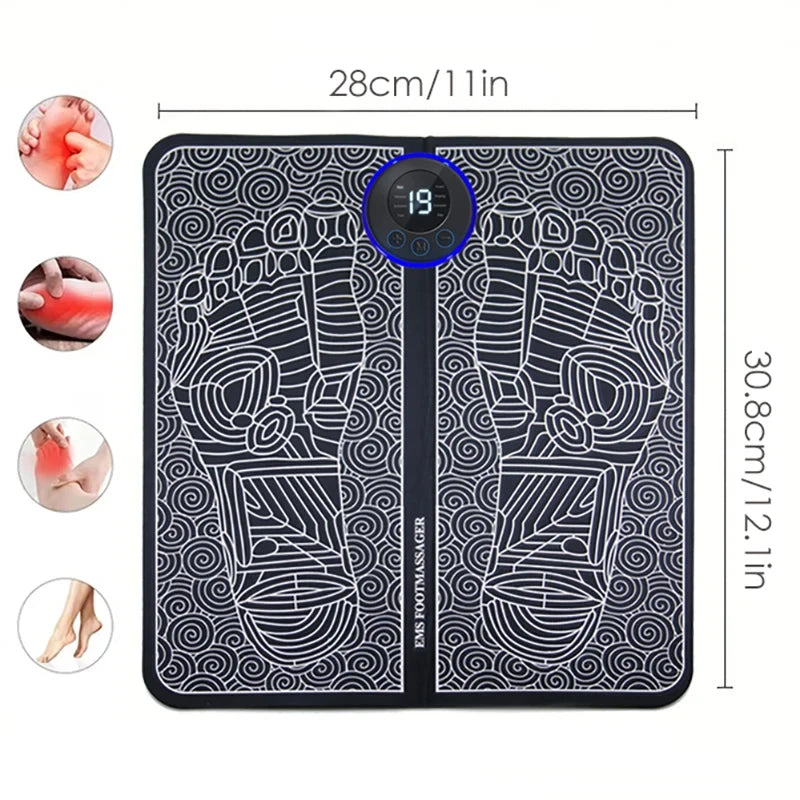EMS Foot Massage Mat - Multi-Frequency Stimulation with 8 Zone Reflexology Massage