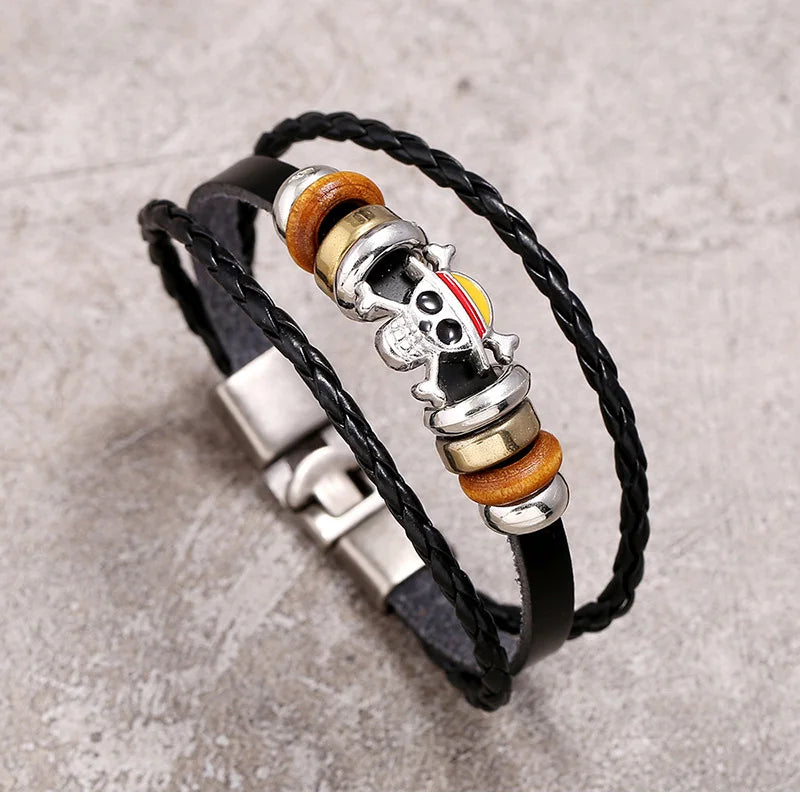 Anime One Piece Bracelet Animation peripherals Toys Accessories European and American Vintage Leather Bracelet Birthday Gifts