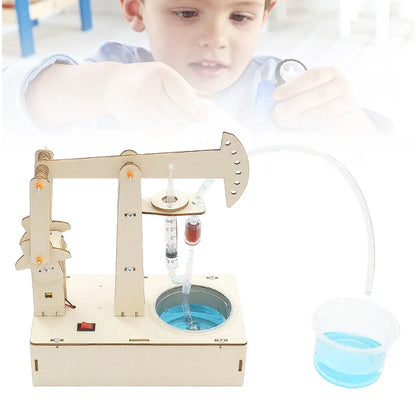 Kids STEM Toys DIY Pumping Unit Assembling Model Material Kits Water Pump Experiment Technology Toy Puzzle Painted Toys Gift
