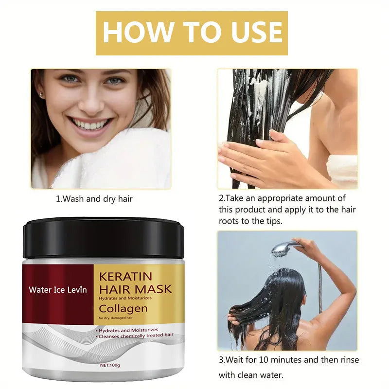 Water Ice Levin Keratin Hair Mask: Deep Hydration & Repair for Dry, Damaged Hair in 10 Minutes