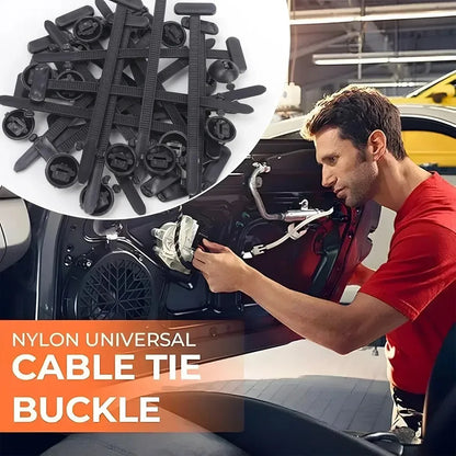 1000-100set Self-locking Universal Nylon Cable Tie Buckle Heavy Duty Zip Ties with Pin & Button Car Daily Repair Fastening Strap