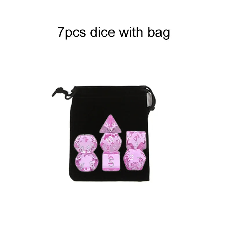 7pcs/set Multicolour Dice Set Multiple Colors Polyhedral RPG DND Role Playing Dragons Board Game Multiple Dice With Bags TMZ