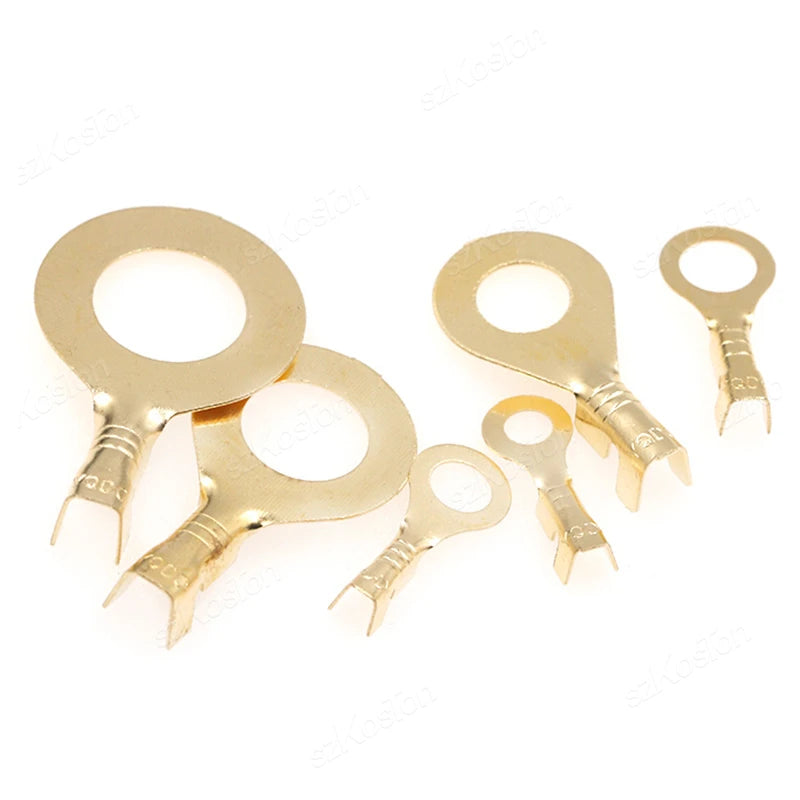 150/300/540Pcs M3/M4/M5/M6/M8/M10 Ring Lugs Eyes Copper Crimp Terminals Cable Lug Wire Connection Non Insulated Assortment Kit