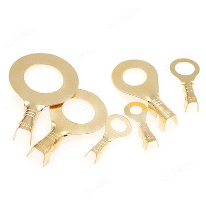 150/300/540Pcs M3/M4/M5/M6/M8/M10 Ring Lugs Eyes Copper Crimp Terminals Cable Lug Wire Connection Non Insulated Assortment Kit