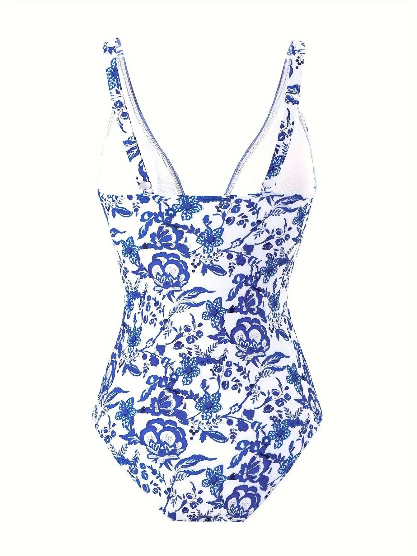 Blue One-Shoulder Ruffled Print Floral Swimsuit Set Cover Up Single Piece Micro Monokini Sexy Swimwear For Girls Summer Beach