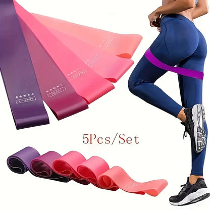 5-Piece Color Resistance Band Set - Portable Elastic Fitness Bands for Yoga, Pilates, Gym and Weight Training - Durable Tpe Material, Perfect for Stretching and Strength Training, Pilates Equipment | Multifunctional Fitness B