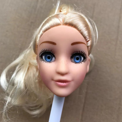 Glasses Eyes With Real Eyelashes Doll Heads Colorful Soft Doll Parts White Skin Doll Accessories Girl Gift Toys Figures
