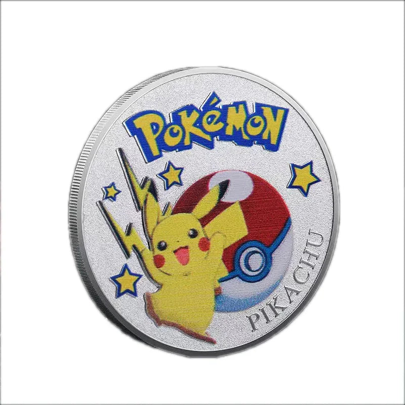 Anime Gold Plated Gold Coin Game Commemorative Coin Pikachu Mewtwo Charizard Gold Coin Game Collection childrens gift