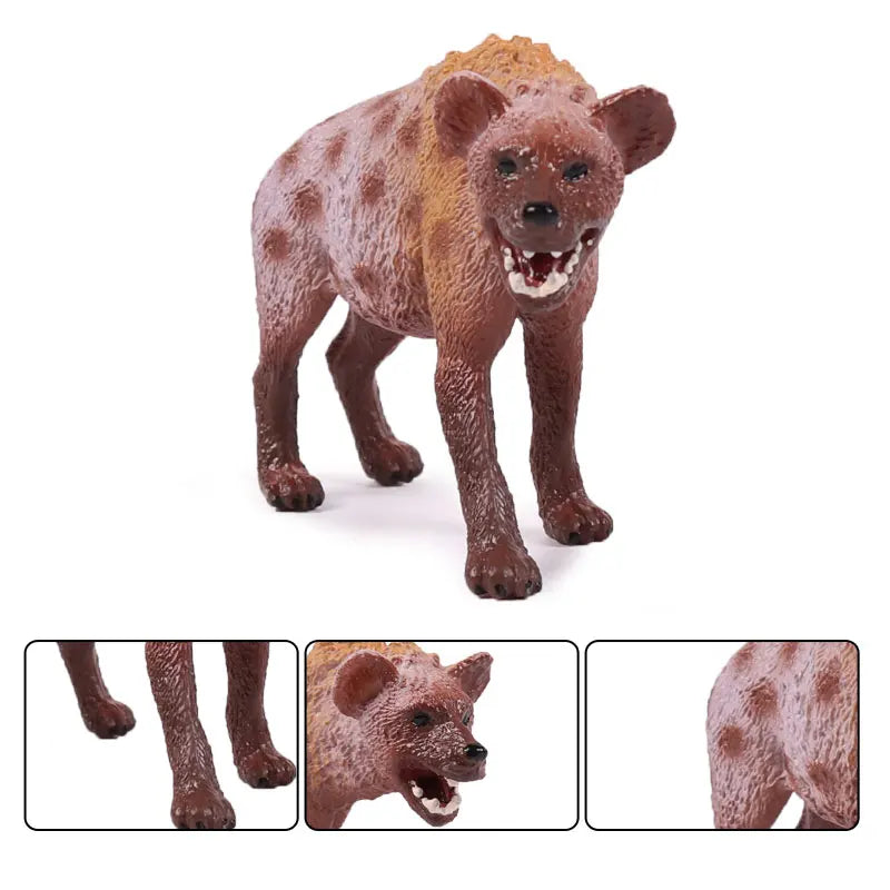 Oenux Classic Wild African Animals Simulation Tiger Hyaenidae Action Figure Figurines PVC Model Education School Kid Toys