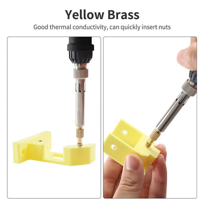 Heat Set Insert Press Tool M2 M3 M4 M5 M6 M8 Brass Thread Insert Nut Soldering Iron Tip Embedded Copper Nuts Kit for 3d Printing
