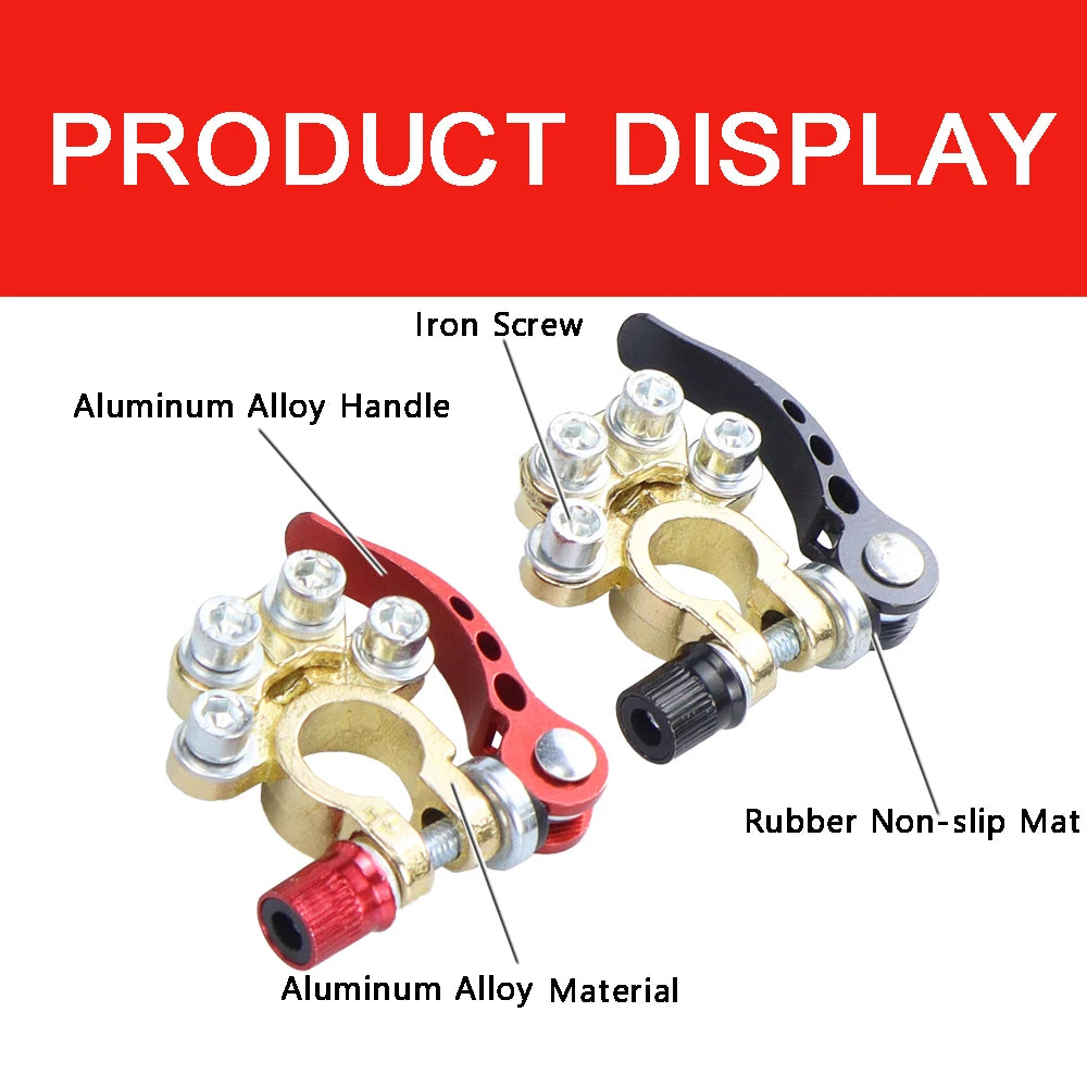 2Pcs Car Battery Terminal Connectors Quick Release Disconnect 12V 24V Positive Negative Battery Cable Ends for SAE/JIS Type Car