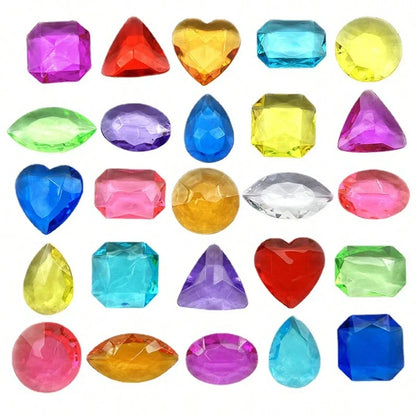 100pcs DIY Pirate Treasure Gem Toys Fake Acrylic Sparkling Gem Diamond Toys Colorful Beach Gemstones Pirate Jewelry Toys