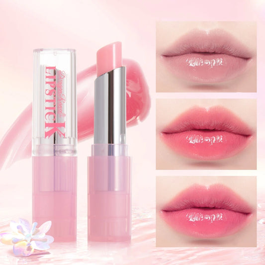 Color Lip Balm Moisturizing Glossy Waterproof Long-Lasting Pink Lip Balm with Shiny Effect Suitable for All Skin Types Soothing a