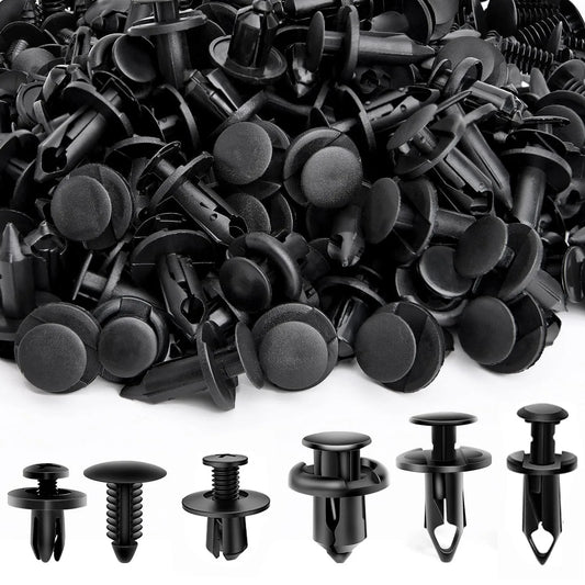 Bagged Set of 190 Pcs Car Universal Buckles 6 Models Size Fastener Rivet Clamping Fastener Buckle Car Accessory Abs Material Fixed Screw