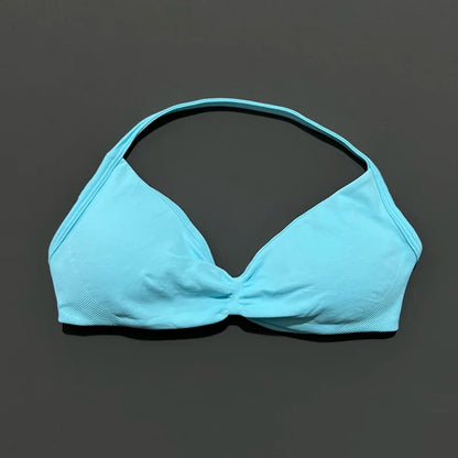 HISTELLO Strappy Bra Women Seamless Gym Underwear High Support Halter Sexy Sports Pilates Clothing Push-up Yoga Workout Tank Top