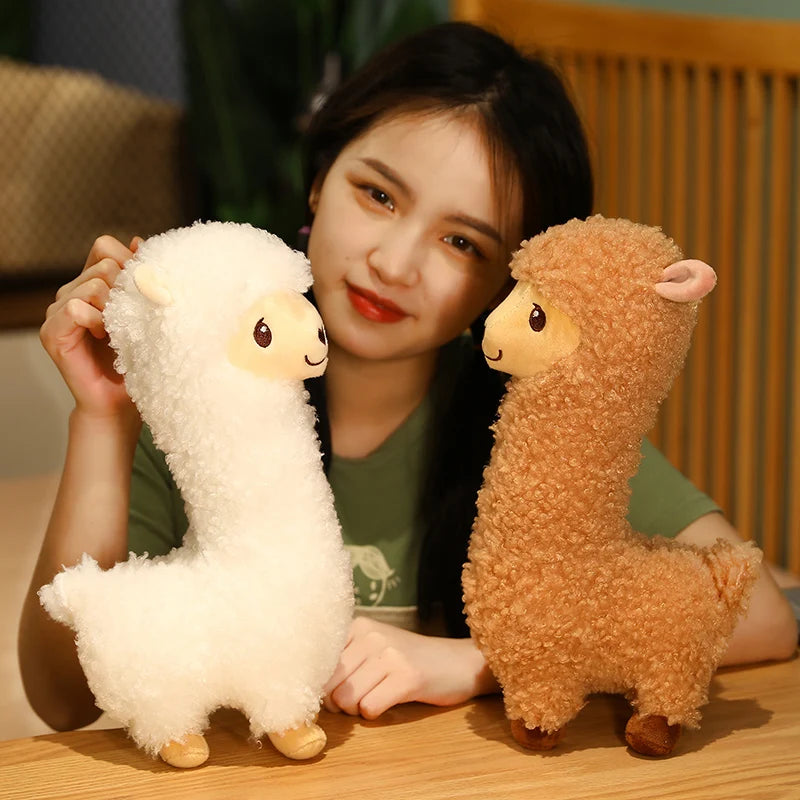 Furry Plush Llama Alpaca Plush Toy Stuffed Soft Long Plush Lifelike Alpaca Sheep Hug Throw Pillow Animals Nap Sleeping Pillow