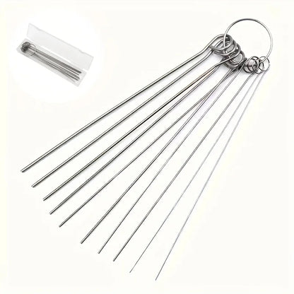 10 Stainless Steel Needle Shower Head Cleaning Brush Set, Suitable for Multi Size Shower Heads,bathroom Accessory Cleaning Tools