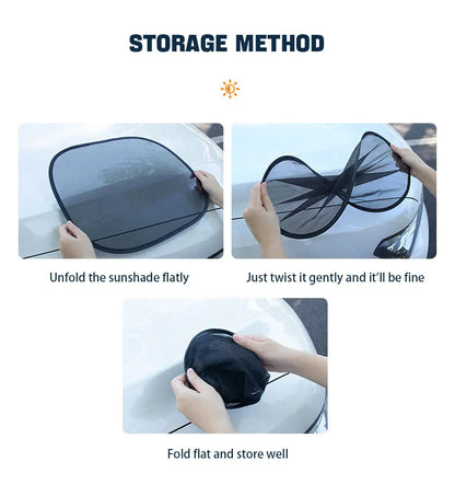 SEAMETAL Car Sun Shade Side Window Curtain Front Rear Window Sunshade Summer UV Blocking Suction Cup Car Sun Protection Curtains