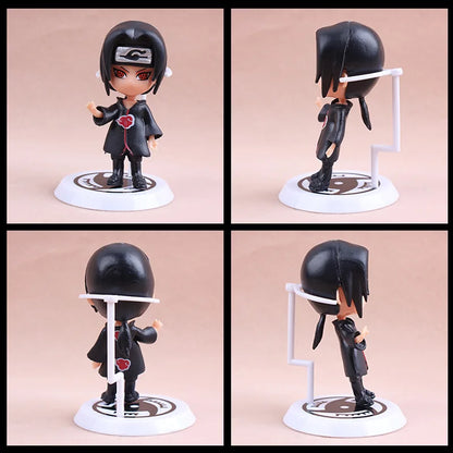 6 Pcs/Lot NARUTO Sasuke Gaara Uchiha Madara Figure 7-8cm 2 Style Personality Base Mini Figurines