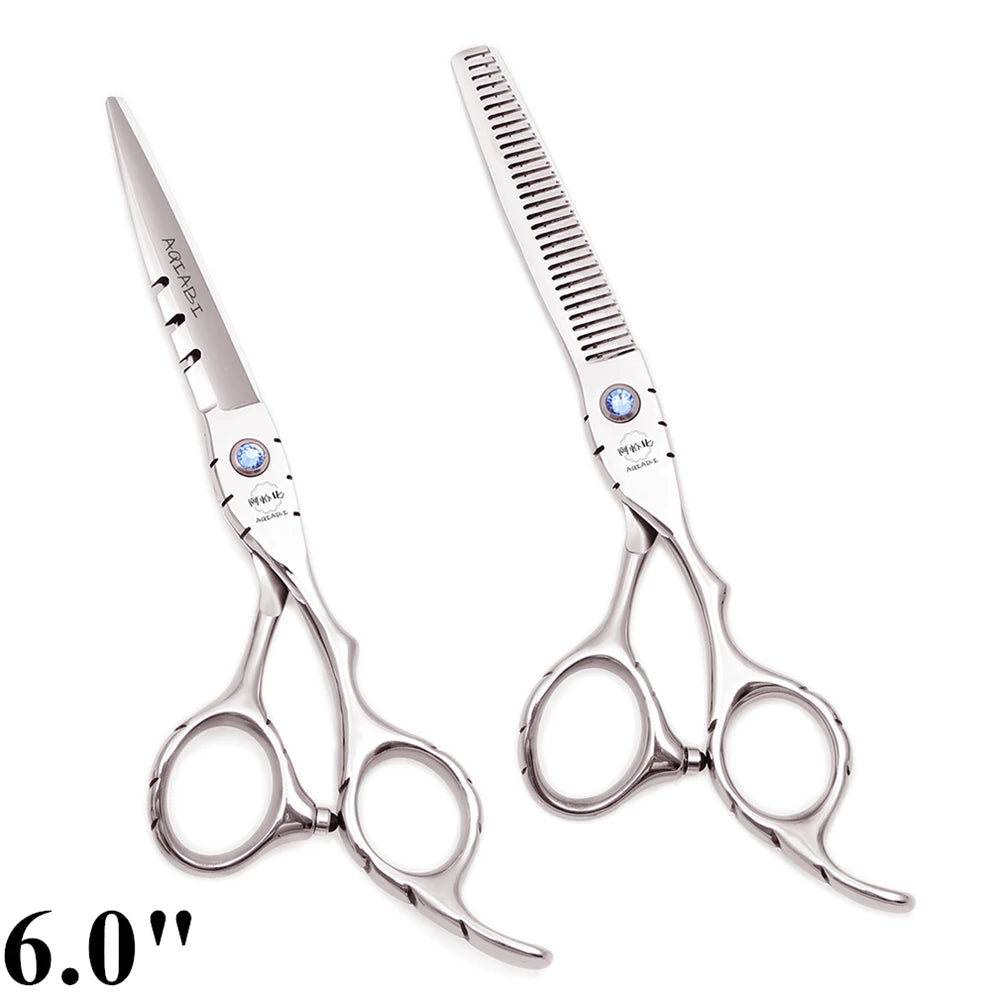 Professional Hairdressing Scissors 5.5" 6" AQIABI Japan Stainless Thinning Scissors Barber Shop Hair Cutting Scissors Red A1010