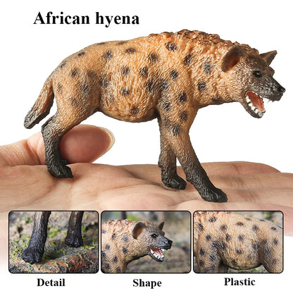 Oenux Classic Wild African Animals Simulation Tiger Hyaenidae Action Figure Figurines PVC Model Education School Kid Toys