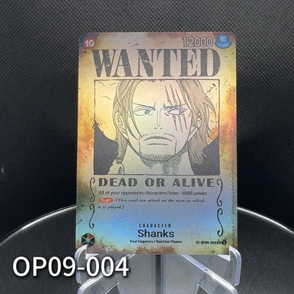 One Piece TCG OPCG English Character card 4 Emperors Wanted Poster Luffy Shanks Teach Buggy Textured Foil Card