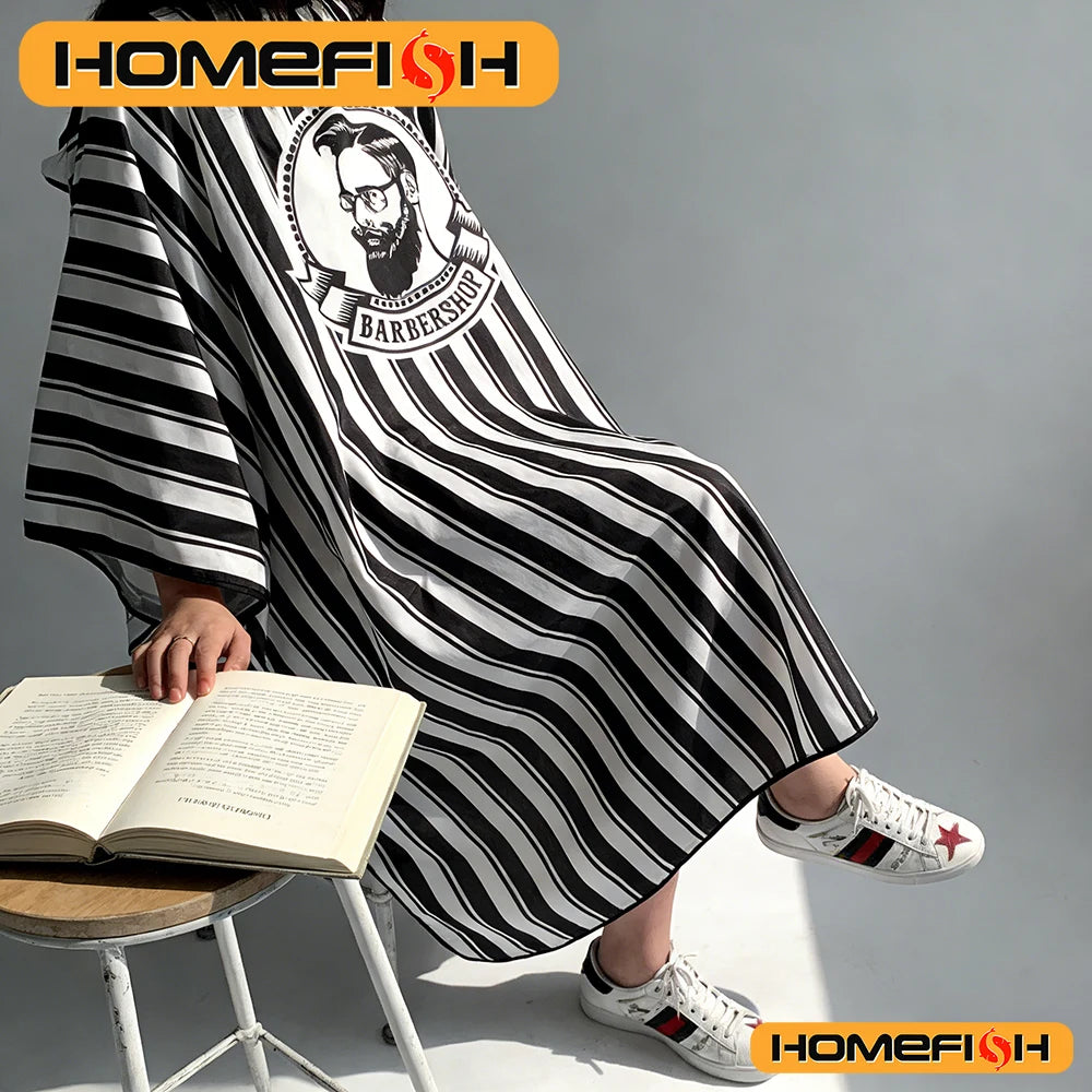 Non-Stick Striped Adult Hair Cutting Cloth - Oil-Resistant Apron for Hair Salon Hairstylists