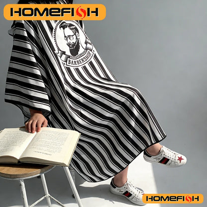 Non-Stick Striped Adult Hair Cutting Cloth - Oil-Resistant Apron for Hair Salon Hairstylists