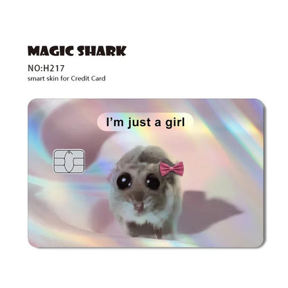 2025 New Cute Holographic Mouse Cat No Fade Laser Reflective Front Skin Cover Skin Sticker for Credit Card Debit Bank Card
