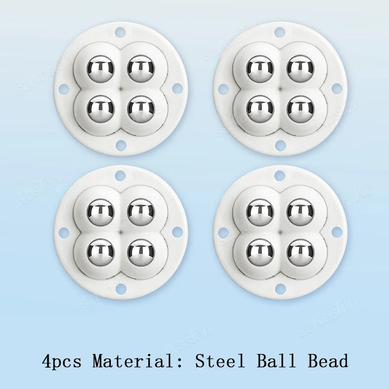 4Pcs Non Punching Adhesive Furniture Ball Universal Pulley Household Mobile Base Accessories Trash Can Bottom Small Wheel