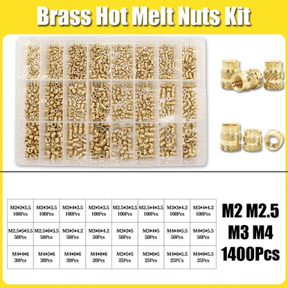 Hot Melt Brass Heat Insert Nut Iron Tip M2 M2.5 M3 M4 M5 M6 Embedded Heating Knurled Brass Inserts Nuts 3D Printer Case Notebook