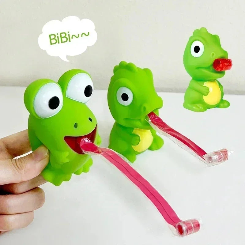 Fidget Decompression pinch toy Creative Frog Dinosaur Sticking Tongue Out Relieve Stress Children Fun Squeeze Interactive Toys