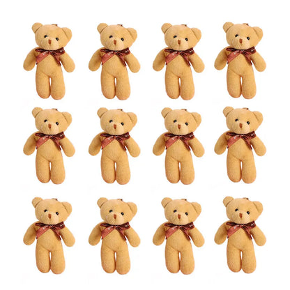 6/12pcs Mini Bear Plush Keychain Colorful Bear Stuffed Toy School Bag Pendant Teddy Doll Graduation Party Supplies Wedding Gift