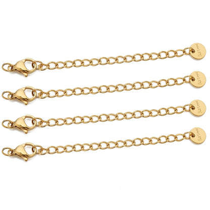 10pcs Stainless Steel Extension Chains with Lobster Clasps Connector Link Necklace Tail Making DIY Bracelet Accessories Supplies