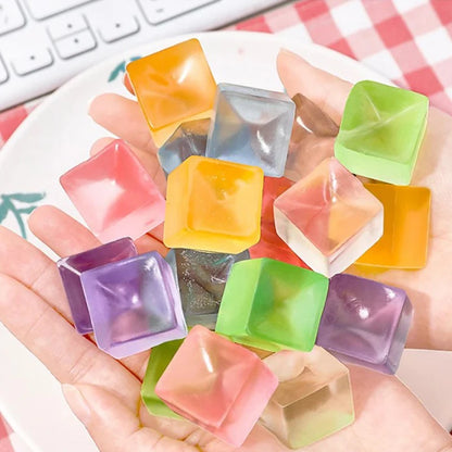 3Pcs Squishy Ice Cube Fidget Toy Square Shape Squishy Stress Ball Squeeze Toys Stress Relief Sensory Toy For Kids Adults Gift