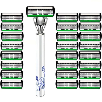High Quality Men Safety Razor 6-Layer Germany Stainless Steel Shaving Blades Manual Shaver Replacing Cutter Head